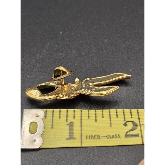 VINTAGE BROOCH SIGNED AVON GOLD PIN 2" ENAMEL BREAST CANCER RIBBON - Picture 6 of 7